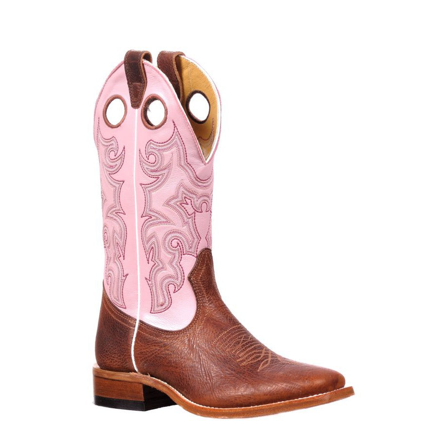 Boulet Women's Wide Square Toe Western Boots - Lucius Sweet Pink/Shrunken Bomber