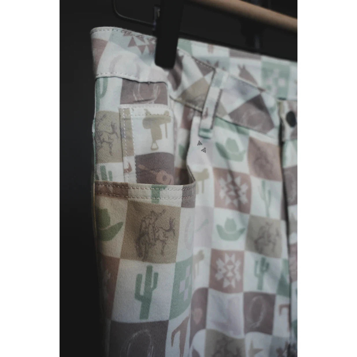 2 Fly Women's Western Flare Jeans - Checkered Multi