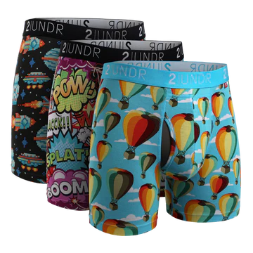2UNDR Men's 3-Pack Swing Shift 6" Boxer Briefs - Patterned