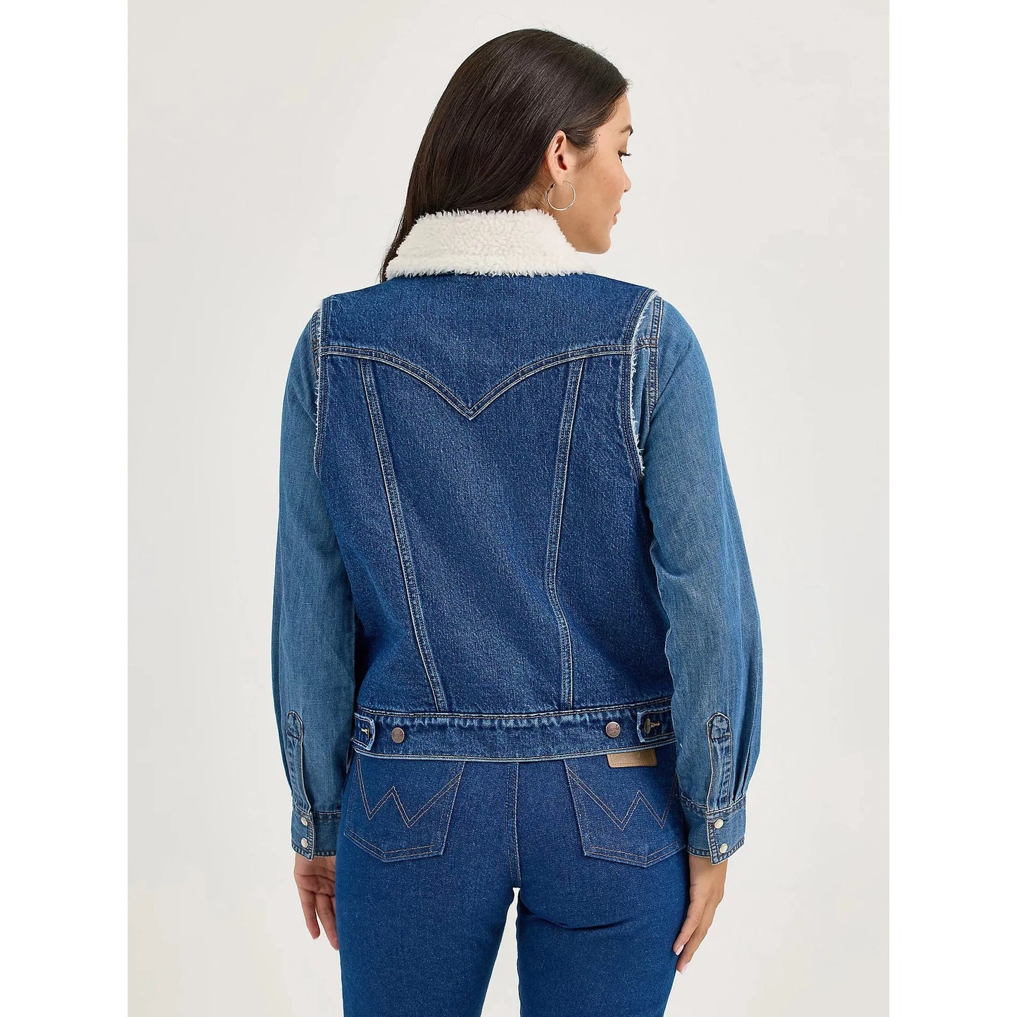 Wrangler Women's Sherpa Lined Denim Vest- Dark