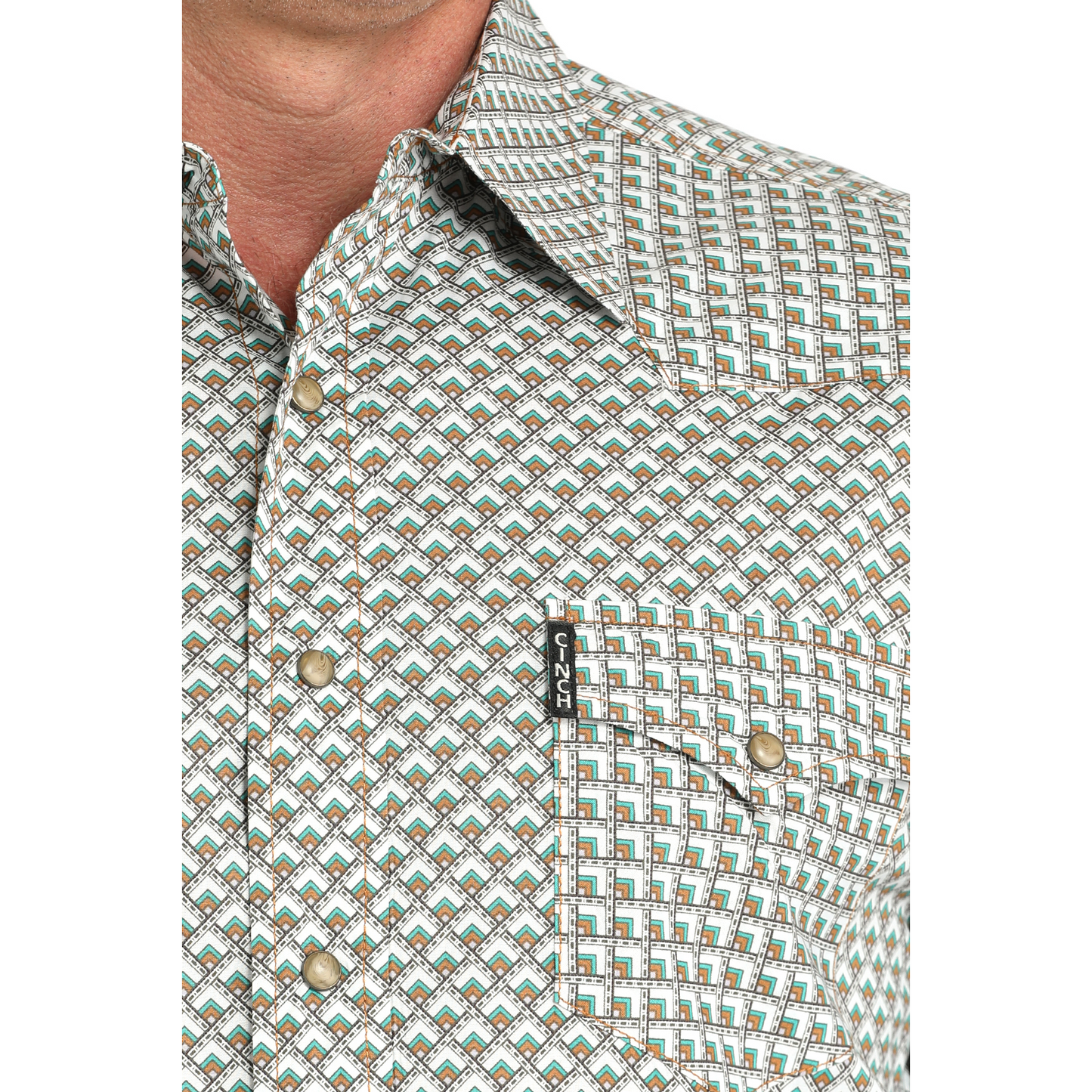 Cinch Men's Long Sleeve Print Shirt- White