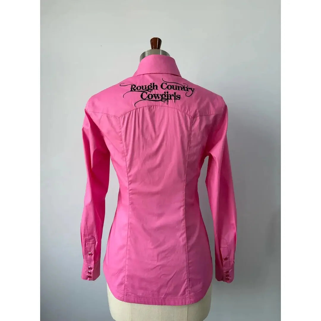 Rough Country Cowboys Ladies  Long Sleeve Snap Western Shirt-Pink