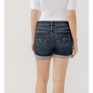 Silver Women's Elyse Mid Rise Luxe Stretch Shorts- Indigo