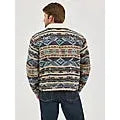 Wrangler Men's Sherpa Lined Long Sleeve Jacquard Print Jacket- Dark Sapphire