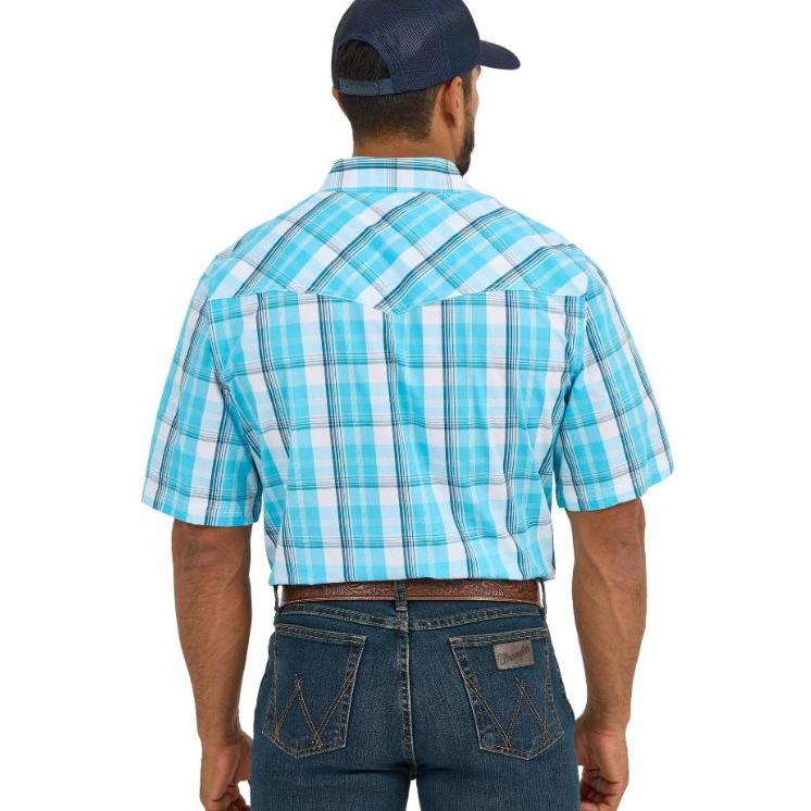 Wrangler Men's 20X Competition Advanced Classic Fit Comfort Short Sleeve Shirt - Turquoise