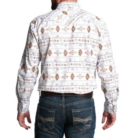 Panhandle Men's Long Sleeve Roughstock Sky & Earth Aztec Shirt- Taupe