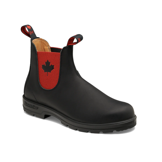 Blundstone Unisex #1474 Classic Boots - Black w/Red Elastic & Canada Leaf