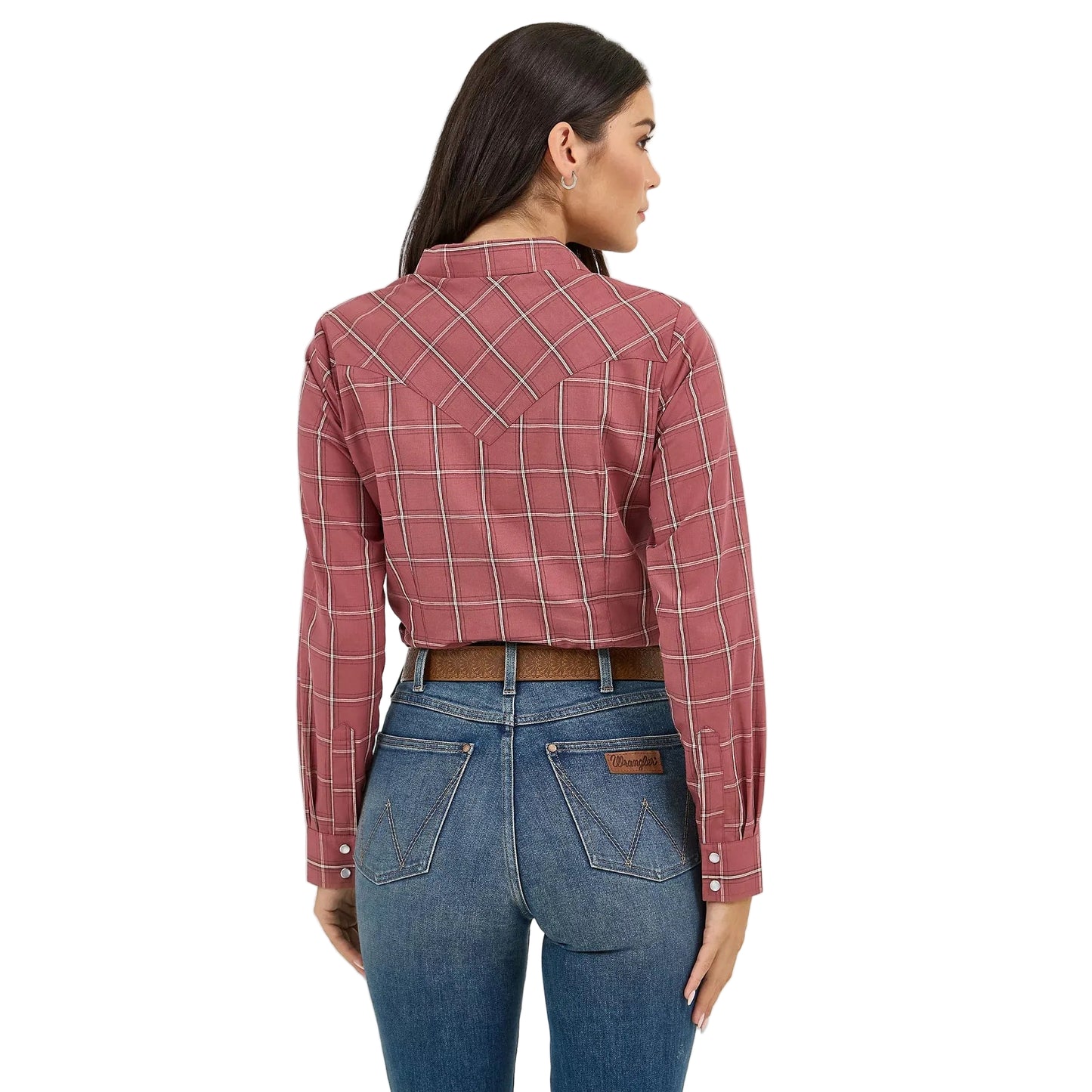 Wrangler Women's Long Sleeve Plaid Western Snap Shirt- Dusk Wine