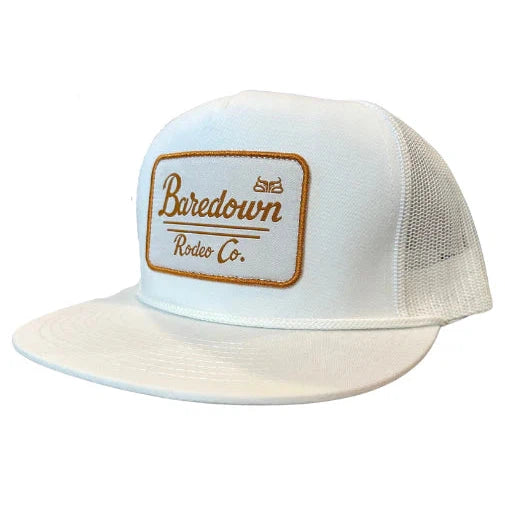 Baredown Brand Rodeo Co. Flat Bill Cap -White