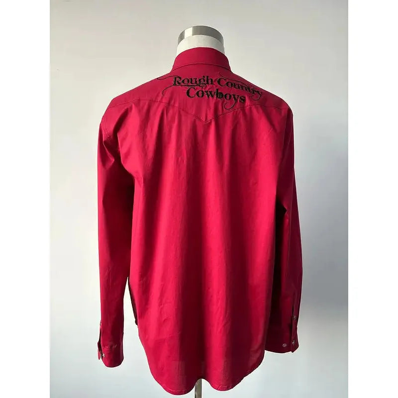 Rough Country Cowboys Men's Long Sleeve Western Shirt- Red