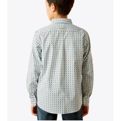 Ariat Boy's Team Franklin Classic Fit Shirt- Blue/Brown