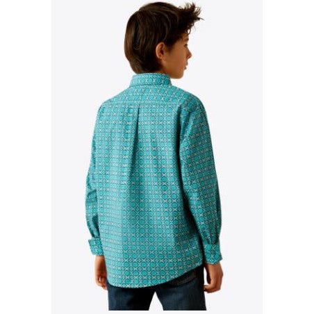 Ariat Boy's Long Sleeve Jordy Classic Fit Shirt- Blue