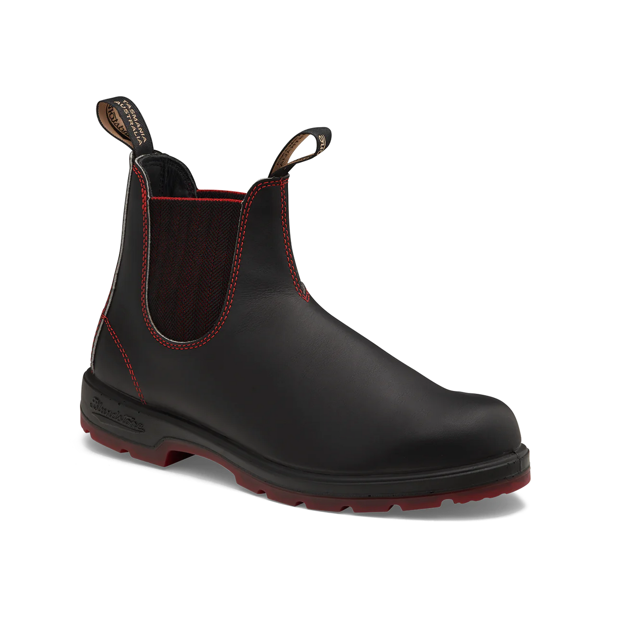 Blundstone Unisex #2342 Classic Boots - Black w/Red Herringhone Elastic & Red Sole
