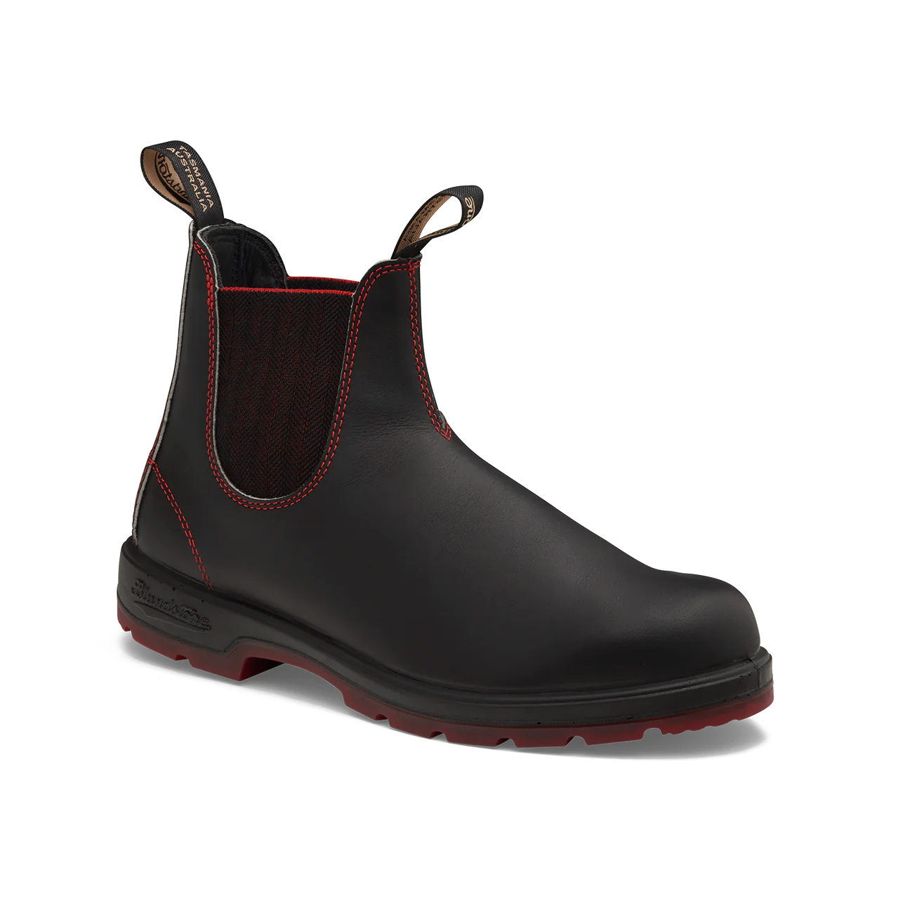 Blundstone Unisex #2342 Classic Boots - Black w/Red Herringhone Elastic & Red Sole