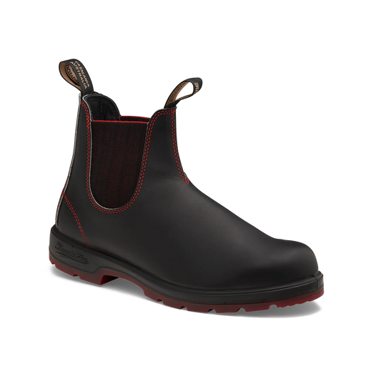 Blundstone Unisex #2342 Classic Boots - Black w/Red Herringhone Elastic & Red Sole