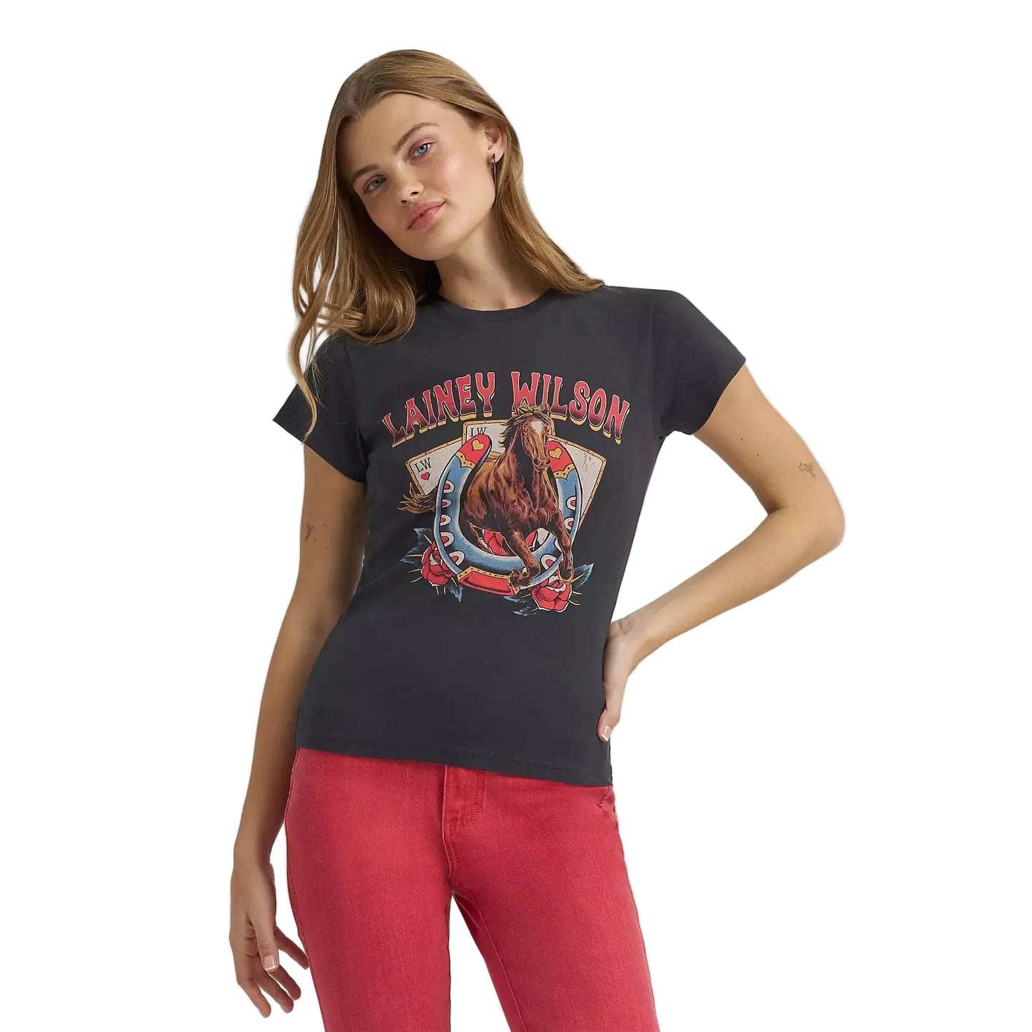 Wrangler Women's Lainey Wilson On Deck  Tee Shirt - Black