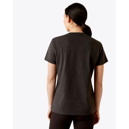 Womens Rebar Cotton Strong Worldwide Short Sleeve Tee Shirt- Charcoal Heather