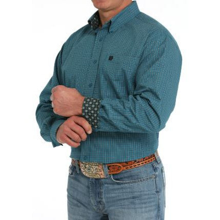 Cinch Men's Long Sleeve Print Shirt-Teal