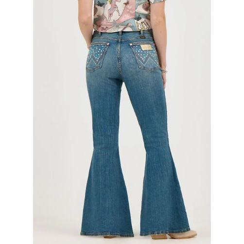 Wrangler Women's Lainey Wilson Bejeweled Bell Bottoms- Rock Wash