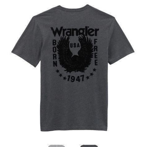 Wrangler Men's Short Sleeve Born Free Tee Shirt- Asphalt Heather