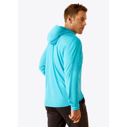 Ariat Men's Rebar Long Sleeve Sunblocker Hooded Tee Shirt- Blue Atoll