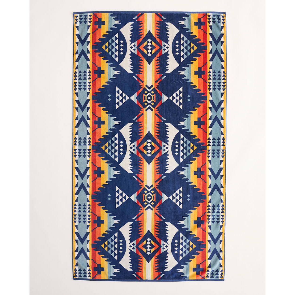 Oversized Jacquard  Nehalem Spa Towel -  Navy