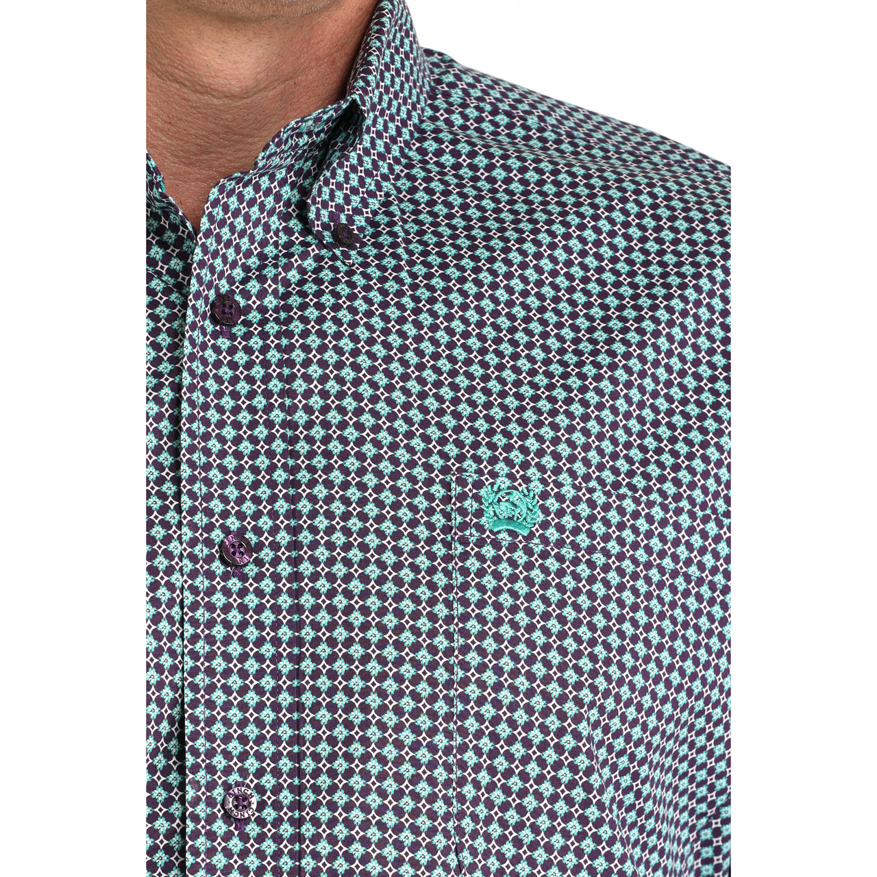 Cinch Men's Long Sleeve Print Shirt- Purple