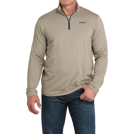 Cinch Mens 1/4 Zip Long Sleeve Sweater -Stone