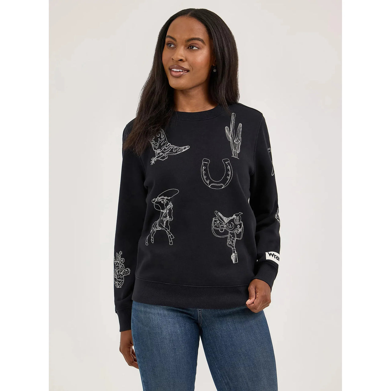 Wrangler Women's Western Pullover Sweatshirt- Black