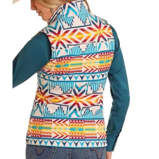 Panhandle Women's Aztec Vest- Aqua