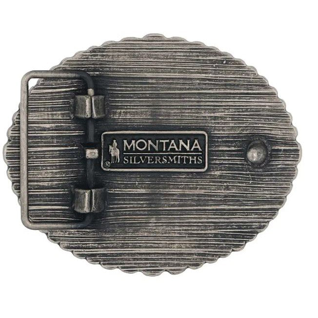 Montana Silversmiths Rustic Barbed Wired Longhorn Buckle