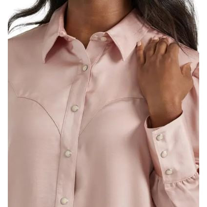 Wrangler Women's Long Sleeve Punchy Rodeo Blouse- Pink