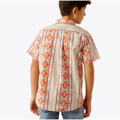 Ariat Boy's Wade Short Sleeve Classic Fit Shirt- Tan