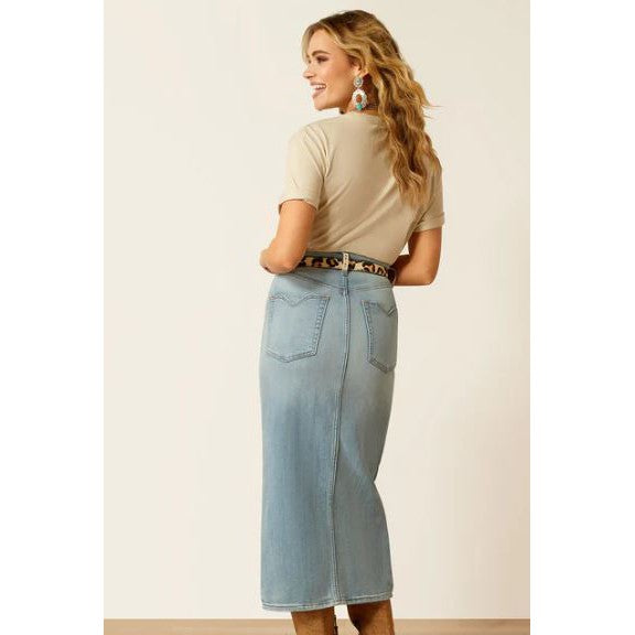 Ariat Women's Clair Midi Skirt- Spain Wash Denim