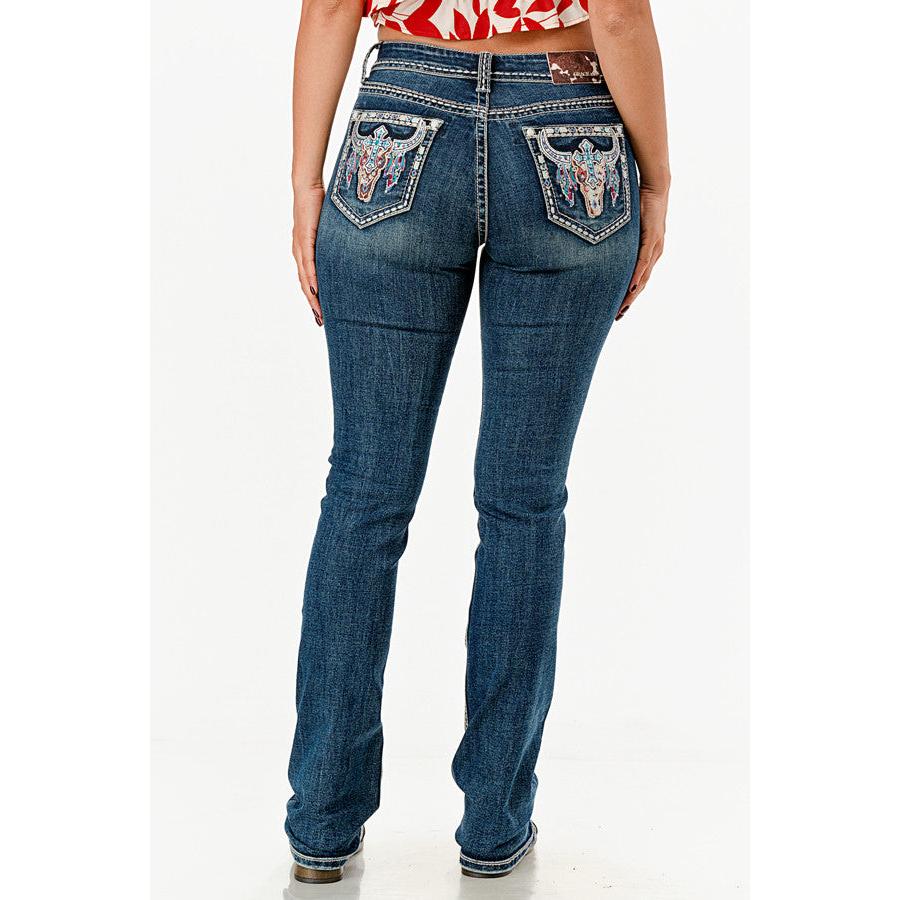 Grace in LA Women's Embroidered Bootcut Jeans