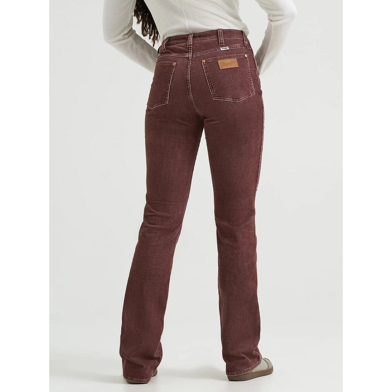 Wrangler Women's High Rise Slim Fit Corduroy Boot Cut Jean- Mahogany
