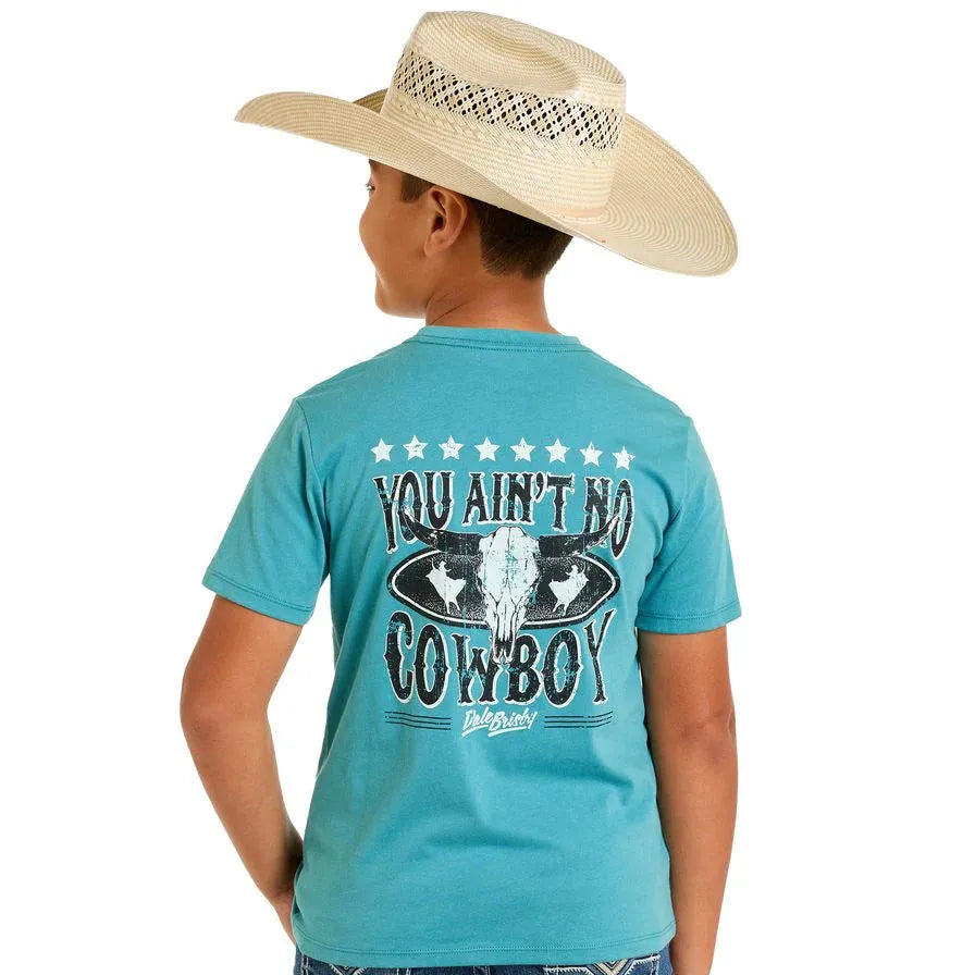 Rock & Roll Short Sleeve Boys You Ain't No Cowboy Graphic Tee - Teal