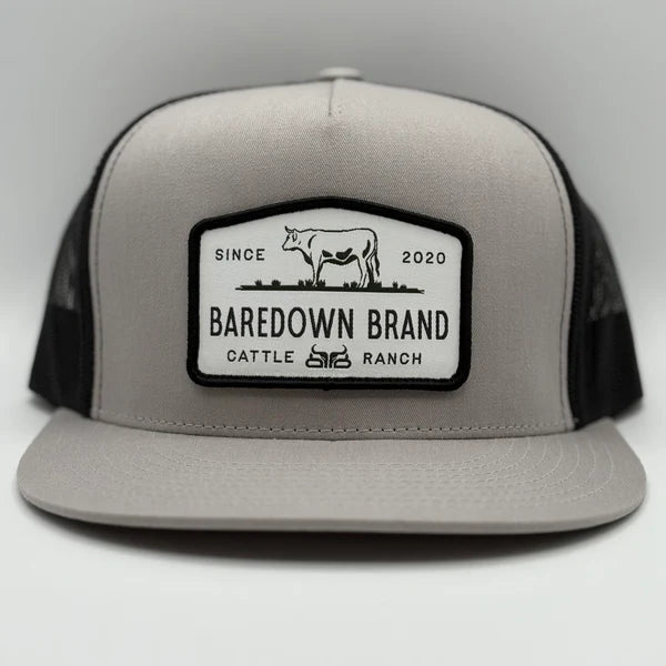 Baredown Brand Cattle King Flat Cap-Silver/Black