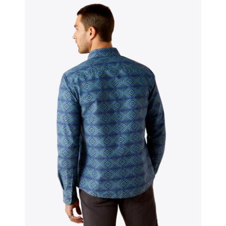 Ariat Men's Long Sleeve McKay Modern Fit Shirt- Dark Blue