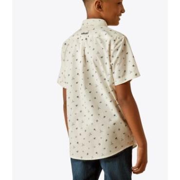 Ariat Boy's Colter Classic Fit Short Sleeve Shirt - White