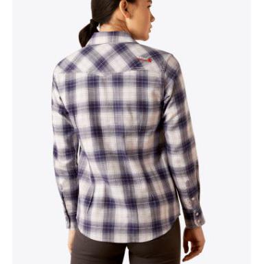 Ariat Women's FR Heritage Retro Fit Long Sleeve Work Shirt- Vanilla/Navy