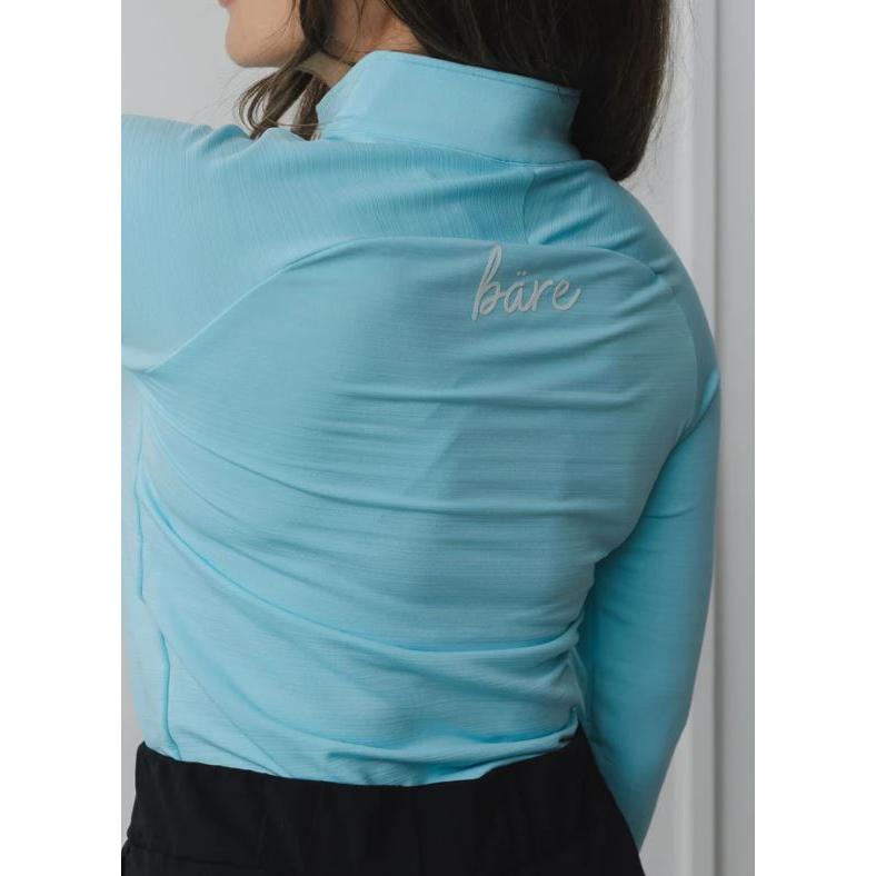 Bare Activewear Women's Long Sleeve 1/4 zip Shirt- Sky Blue