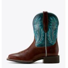Ariat Women's Round Up Filly Wide Square Toe Western Boot- Oiled Teak