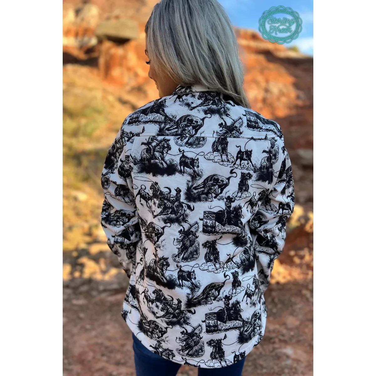Sterling Kreek Women's Life is a Rodeo Long Sleeve Jacket- Black/White