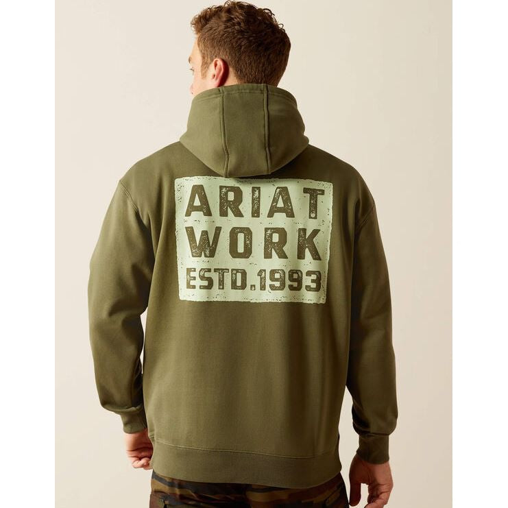 Ariat Men's Long Sleeve Workman Brickyard Hoodie- Four Leaf Clover