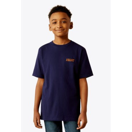 Ariat Boy's Short Sleeve Rough Draw Tee Shirt- Classic Blue