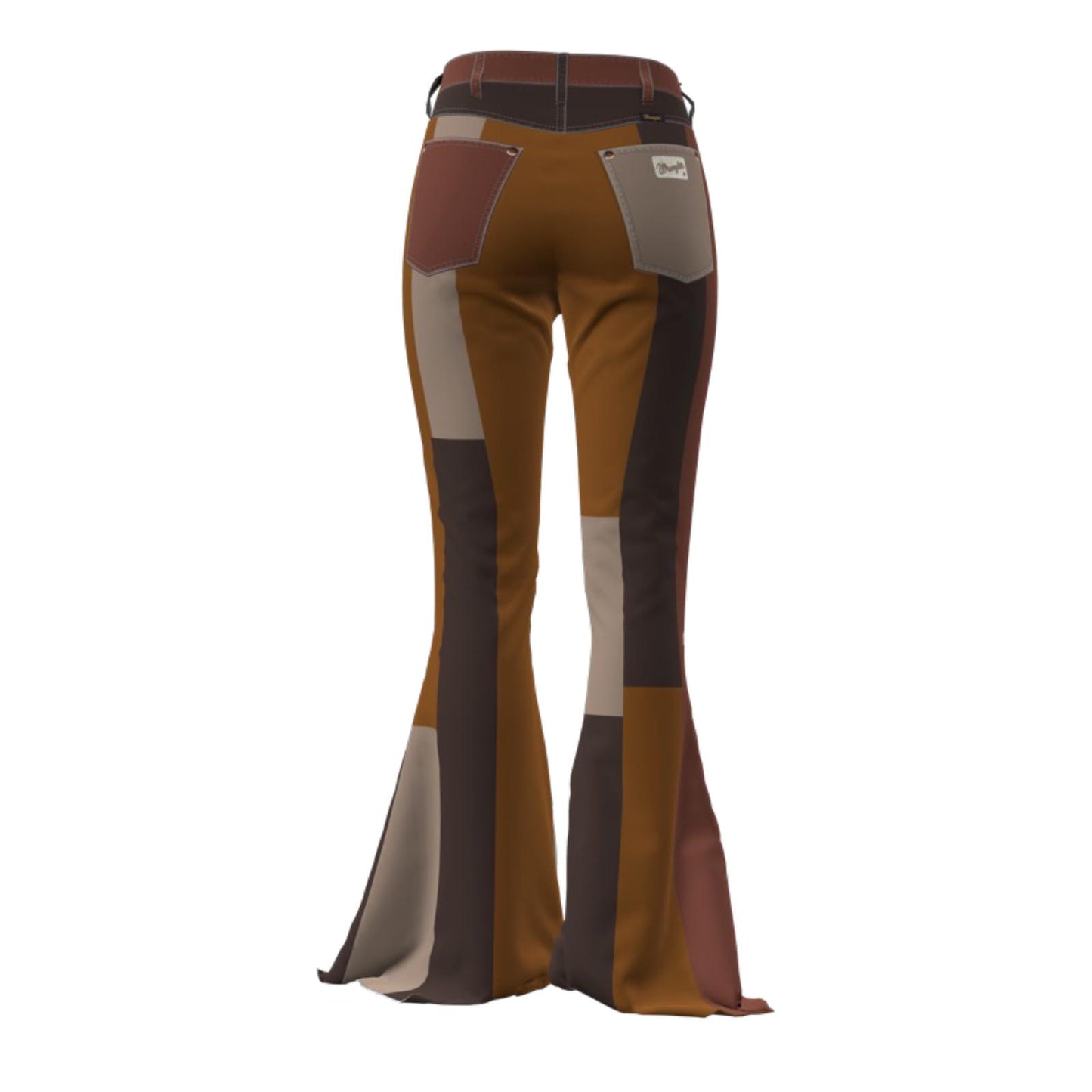 Wrangler Women's Lainey Wilson Patchwork Corduroy Bell Bottom Jean- Brown