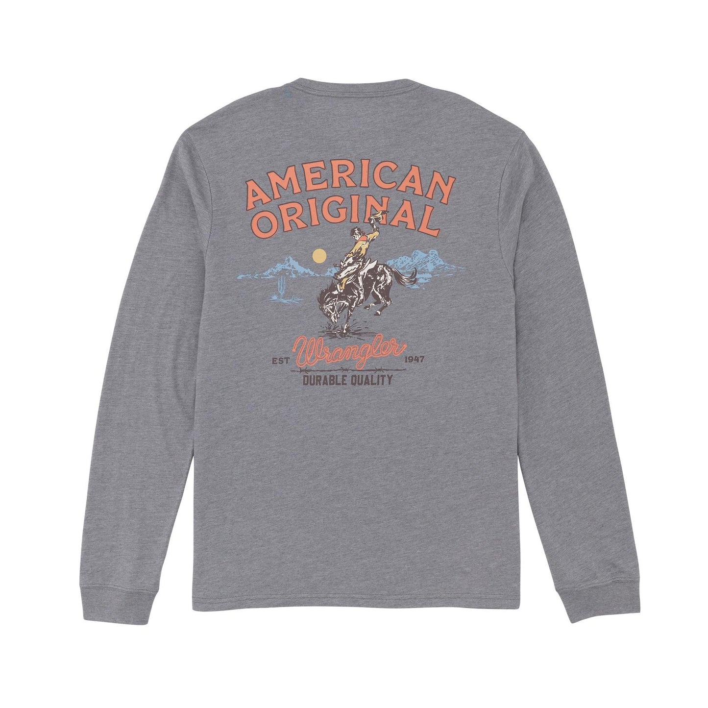 Wrangler Men's Graphic Long Sleeve Regular Fit Tee Shirt- Graphite Heather