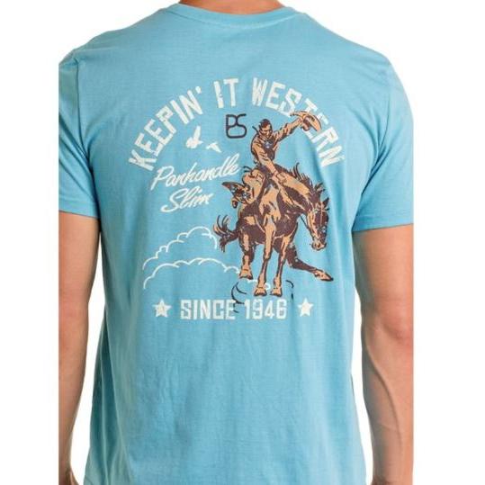 Panhandle Men's Short Sleeve Graphic Tee Shirt-  Blue