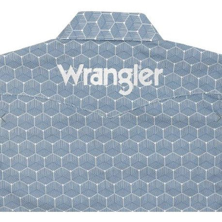 Wrangler Boy's Logo Long Sleeve Shirt- Blue